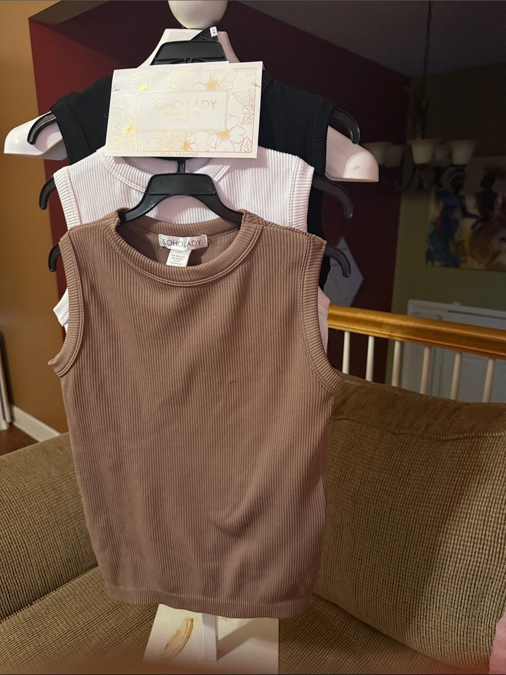 Soho Lady Ribbed Tank Top in Brown - Sleeveless Everyday Layering
